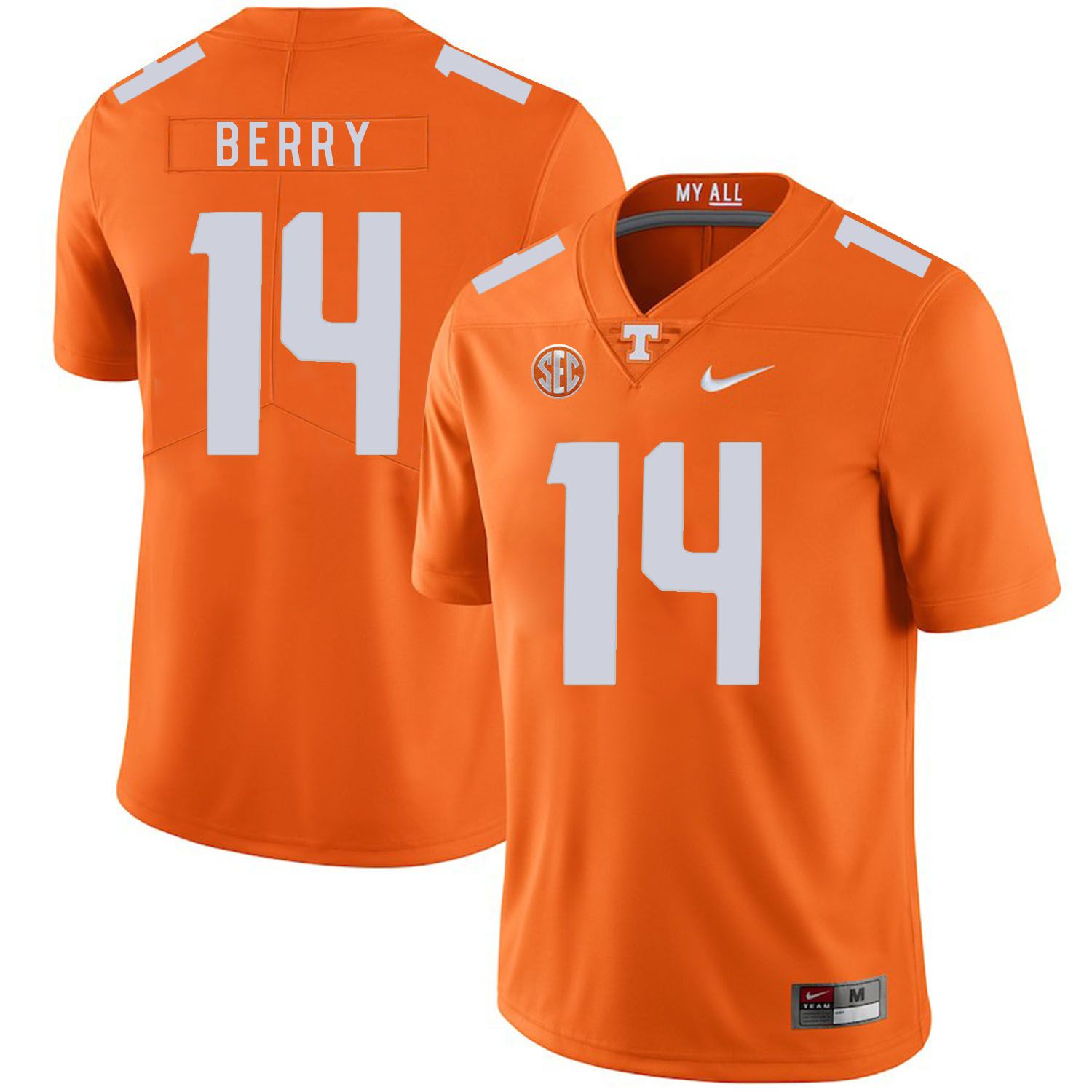 Men Tennessee Volunteers #14 Berry Orange Customized NCAA Jerseys